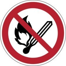 Image of 822150 - ISO 7010 Sign - No open flame, Fire, open ignition source and smoking prohibited