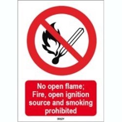 Image of 822208 - ISO 7010 Sign - No open flame; Fire, open ignition source and smoking prohibited