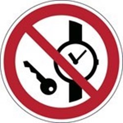 Image of 822885 - ISO Safety Sign - No metallic articles or watches