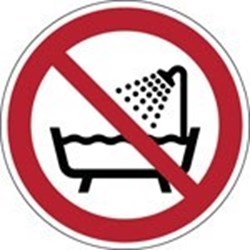 Image of 825269 - ISO Safety Sign - Do not use this device in a bathtub, shower or water-filled reservoir