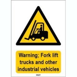Image of 828446 - ISO 7010 Sign - Warning; Fork lift trucks and other industrial vehicles